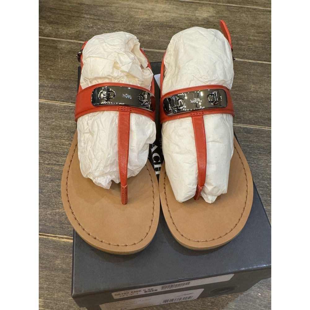 Coach Gracie Swagger Thong Sandals Burnt Orange Size 6.5 New In Box - Picture 5 of 16